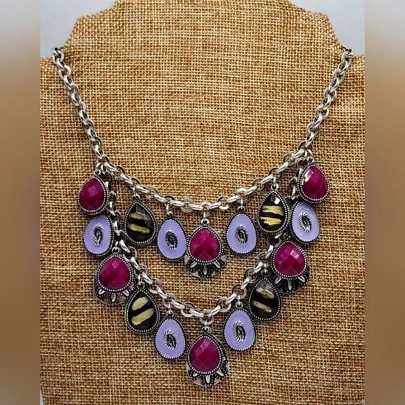 Premier Designs 16"+3" Statement Necklace Multicolored NWOT Bohemian Reversible - Picture 1 of 14